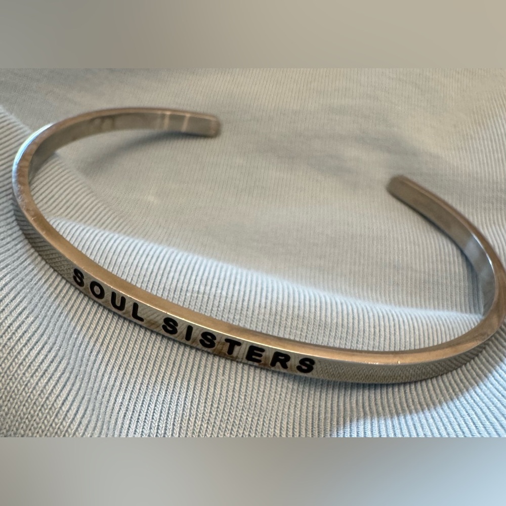 MantraBand Silver 'SOUL SISTERS' Cuff Bracelet
